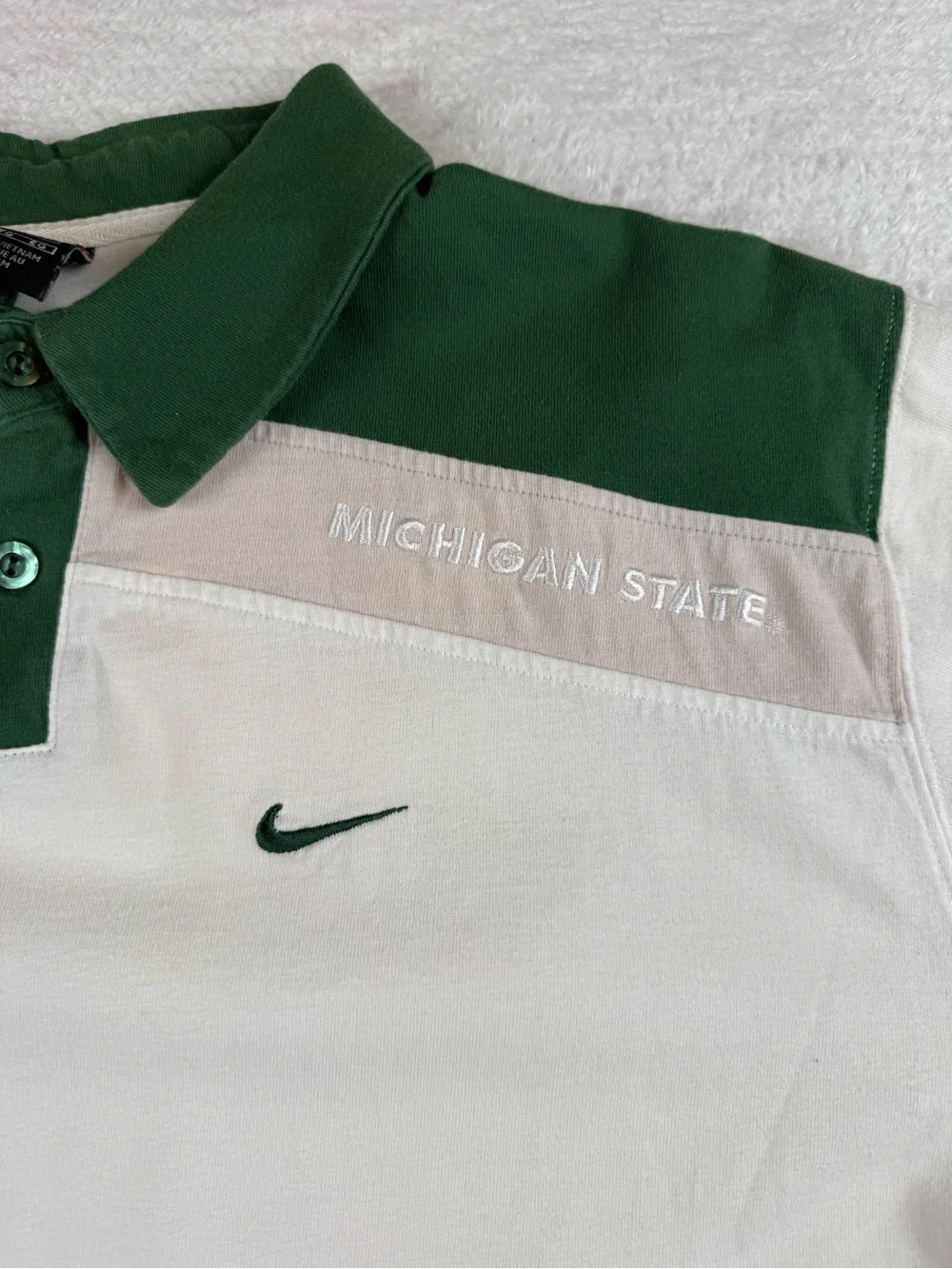 Nike Team Michigan State Spartans Men’s XL Polo Shirt White Green Golf